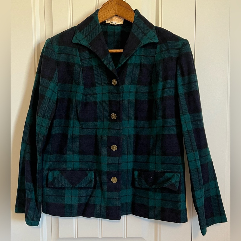 Vintage 1950’s Women’s Pendleton 100% Wool Blazer Jacket Tartan Plaid